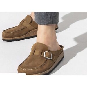 Birkenstock BUCKLEY Brown Suede Slip On Mules Clogs Shoes Women Size 37 EU 240mm